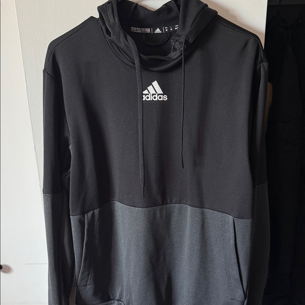 Adidas Men's Two-Tone Black and Gray Hoodie